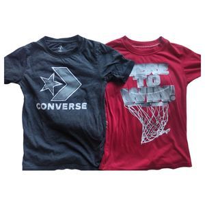 Converse And1 Boys M Grey Red Chevron Box Short Sleeve Red Basketball T-Shirt